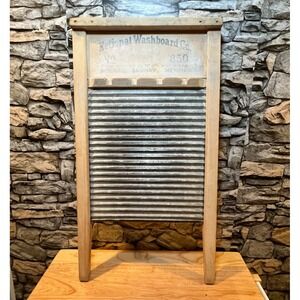 VTG Antique 1920's Wooden Wood Tin Metal NATIONAL WASHBOARD CO Rising Star #850